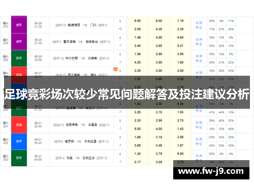 足球竞彩场次较少常见问题解答及投注建议分析
