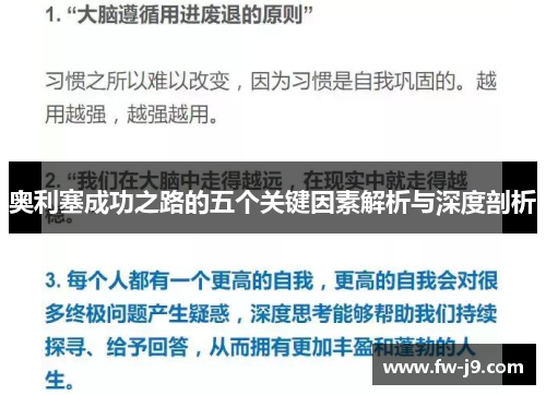 奥利塞成功之路的五个关键因素解析与深度剖析